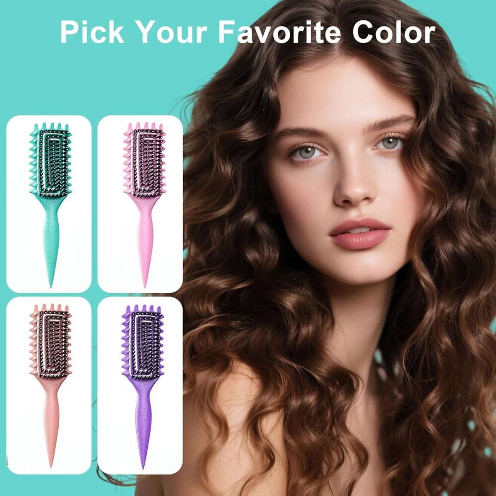 Curly Hair Brush, Curl Defining Brush with Soft Boar Bristles Detangling Tangled - Picture 8 of 8